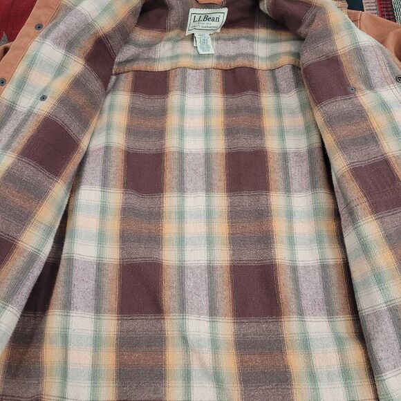 LL Bean Canvas Field Barn Shacket Jacket Mens Small Plaid Flannel Lined OYQ21 - Picture 3 of 6